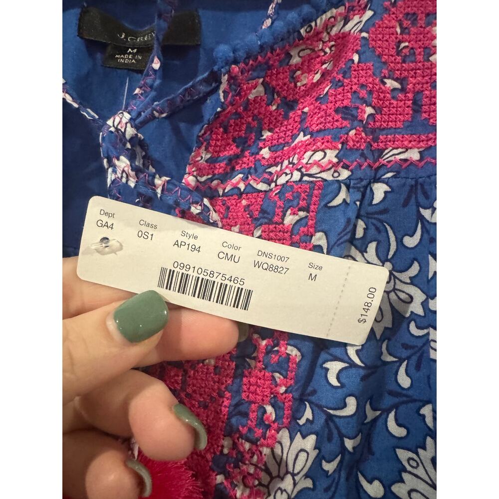J. Crew Embroidered Tunic Dress Night Sky Block Print Medium NEW - Picture 5 of 9